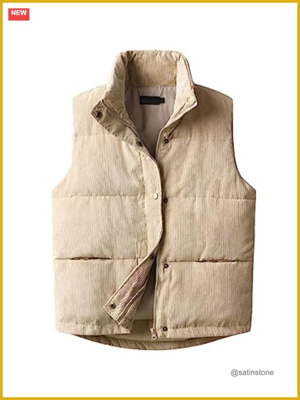 Women's Corduroy Puffer Vest Sleeveless Zip Up Snap Lightweight Quilted